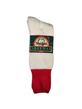 Seneca Vintage NWT Thermal Insulated Socks Size 10-13 White / Red Acrylic